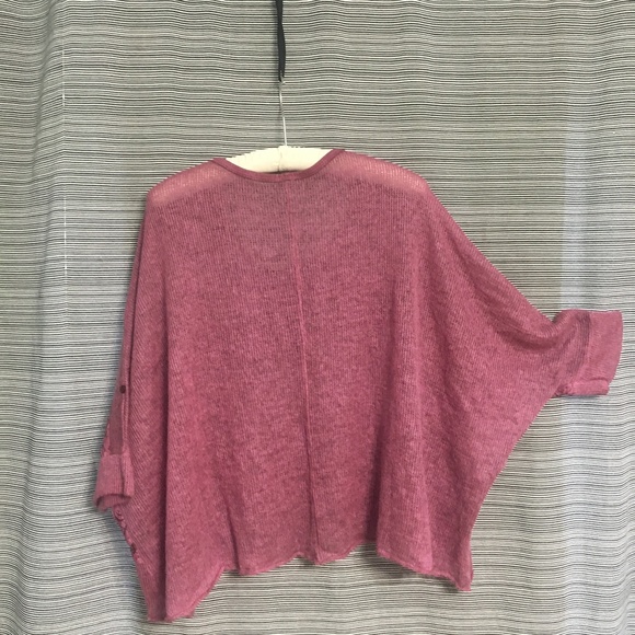 Italian Knit Mohair Sweater in Rose color with Lace Inset and Dolman Sleeve - Picture 5 of 8